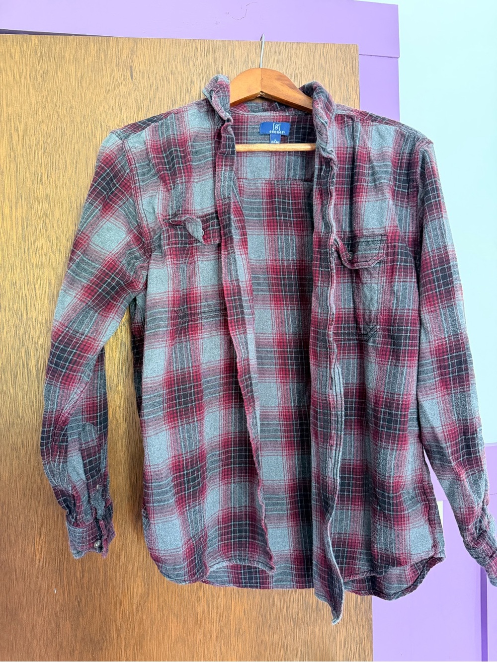 George Red and Gray Plaid Shirt